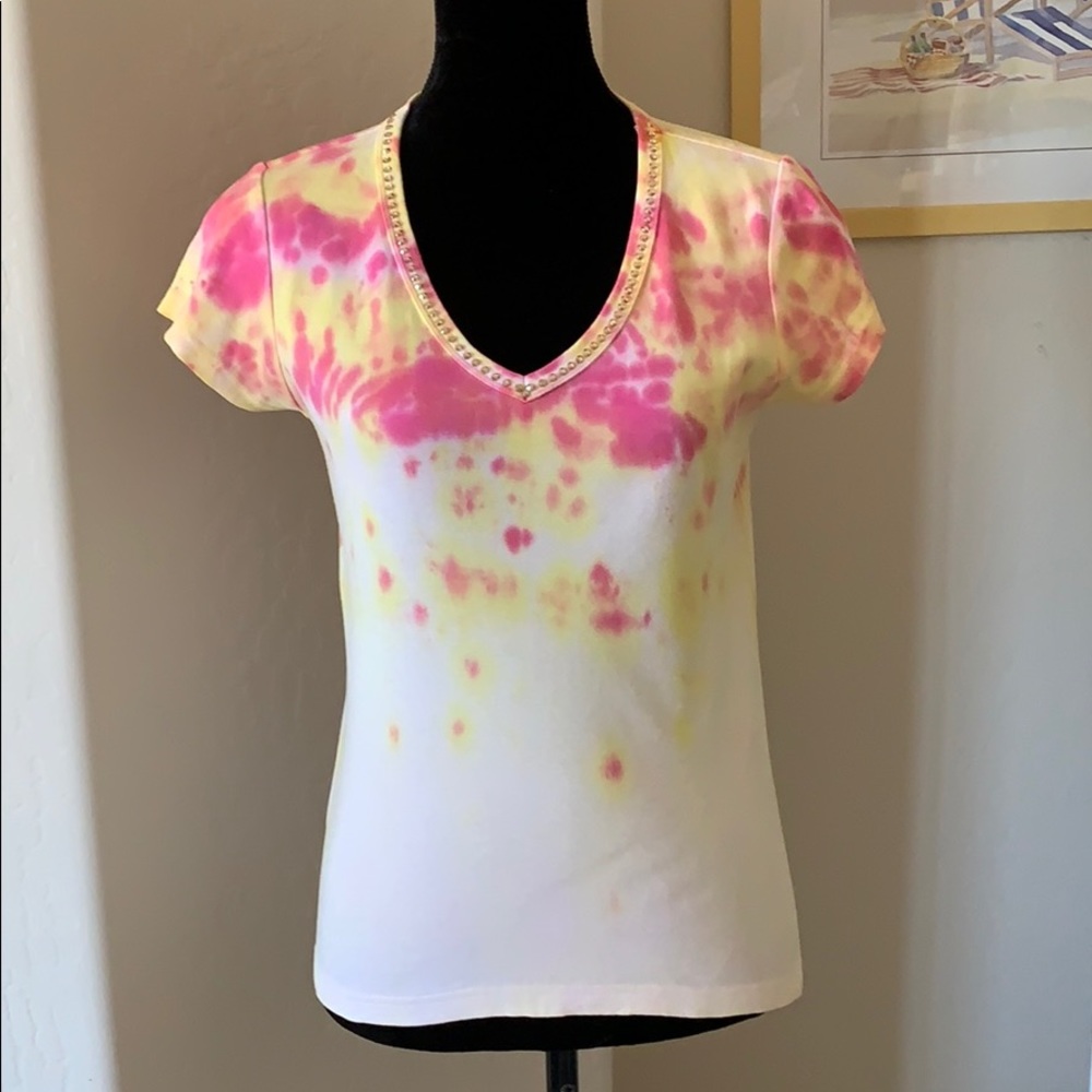 Old Navy Tye Dye Tee With Swarovski Crystals Sz M